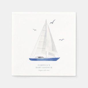 Minimal Nautical Sailboat Baby Shower Ahoy Boy's Napkin