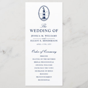 Minimal Nautical Wedding Program Lighthouse
