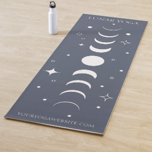 Minimal Navy Blue Lunar Yoga Moon Phases Mat