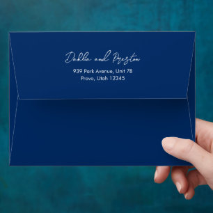 Minimal Navy Blue Modern Wedding Envelope