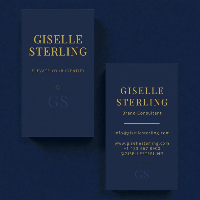 Minimal Navy Blue Monogram Professional Business Card (Creator Uploaded)