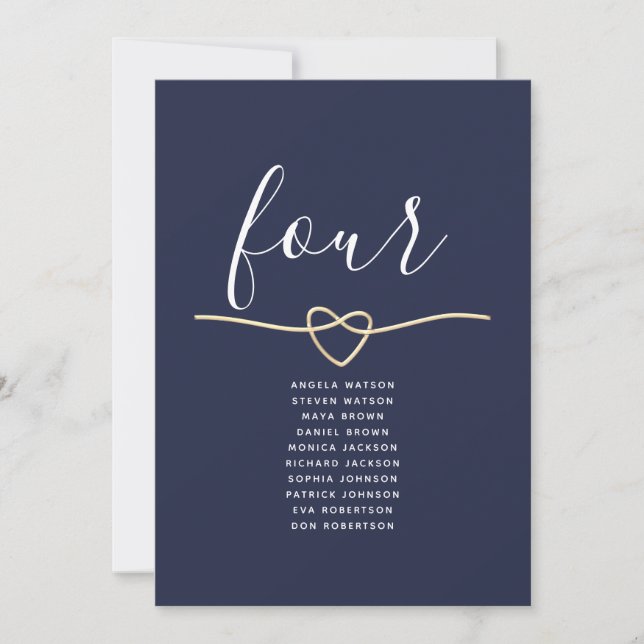 Minimal Navy Blue Wedding Seating Chart (Front)