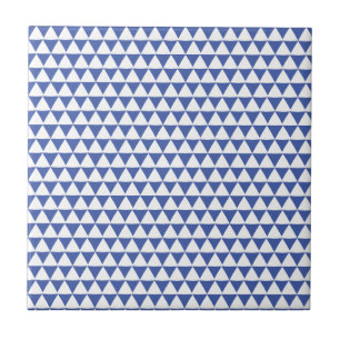 Minimal Navy BlueWhite Triangle Geometric Pattern  Ceramic Tile