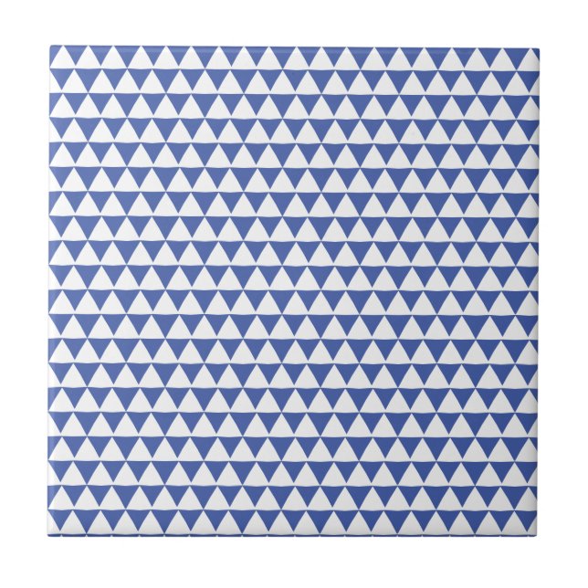 Minimal Navy BlueWhite Triangle Geometric Pattern  Ceramic Tile (Front)