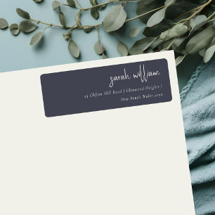 Minimal Navy Blush Black Script Typography Address Return Address Label