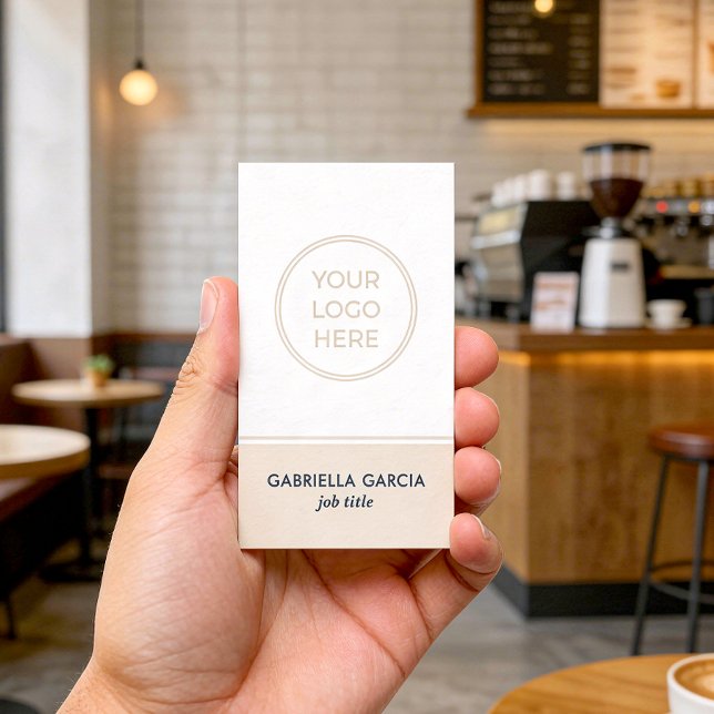 MInimal Neutral Business Logo QR Code Card (Front of the card is shown in 3.5 x 2 inches. Choose size, paper and corner style.)