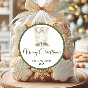 Minimal Neutral Christmas Family Name Stickers