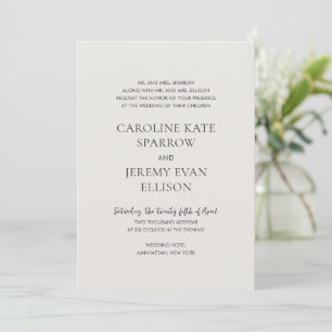 Minimal Neutral Classic Elegant Wedding Invitation
