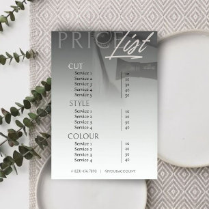 Minimal Neutral Grey White Salon Price List/ Menu