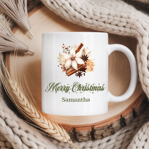Minimal neutral Nordic tones custom name christmas Coffee Mug