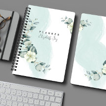 Minimal Neutral Sage Floral Customisable Planner