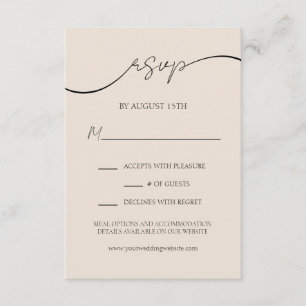 Minimal Neutral Taupe Modern Script Wedding RSVP Enclosure Card