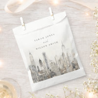 Minimal New York City Skyline Watercolor Wedding