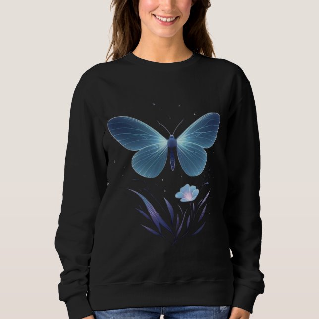 Minimal Night Butterfly Vector – Soft Glow Illustr Sweatshirt (Front)