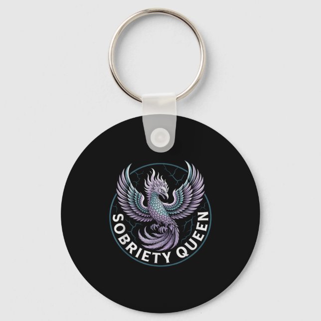 Minimal Normalize Sobriety Queen Sober Recovery Key Ring (Front)