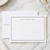 Minimal Note Card | Simple Border White Notecards