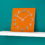 Minimal Numbers Grey Grey Orange Elegant Peach Large Clock<br><div class="desc">Unique minimal and decorative 
My intension was to create a simply but very elegant look with tree-dimensional effect. 
Corresponds to actual fashion trend in home decor.
You can change the shape and colour of the hand.
florenceK design</div>
