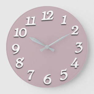 Minimal Numbers Grey Silver White Mauve Lavener Large Clock