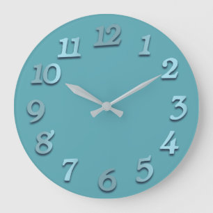 Minimal Numbers Ocean Blue Teal Aquatic Tiffany Large Clock