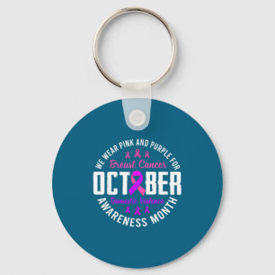 Minimal October Breast Cancer Domestic Violence Key Ring