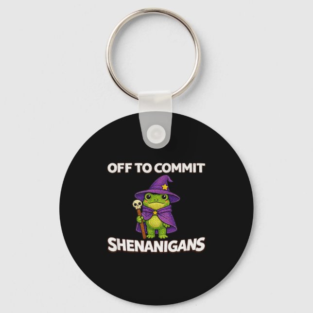 Minimal Off Commit Shenanigans Funny Wizard Key Ring (Front)