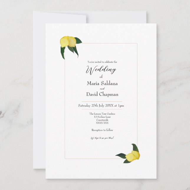 Minimal Oil Painted Lemons Invitation (Front)
