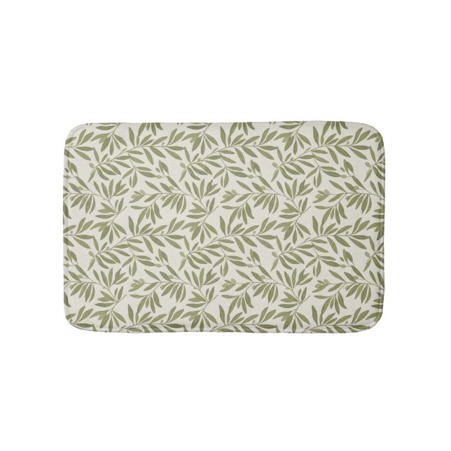Minimal Olive Branch Pattern Bath Mat (Front)