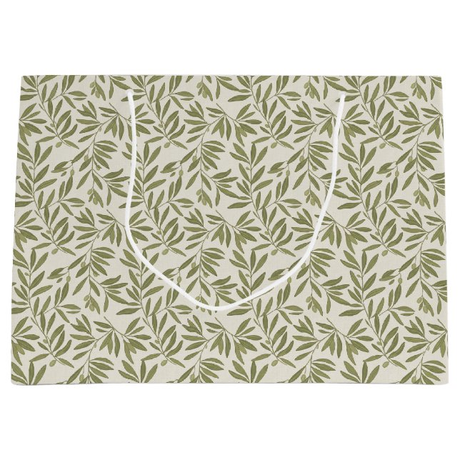 Minimal Olive Branch Pattern Large Gift Bag (Front)