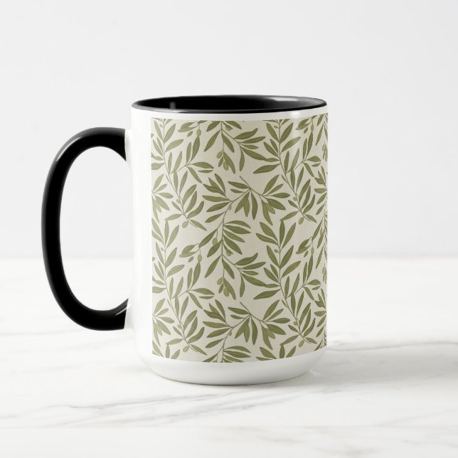Minimal Olive Branch Pattern Mug (Left)