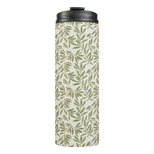 Minimal Olive Branch Pattern Thermal Tumbler (Front)