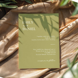 Minimal Olive Green Wedding Invitation