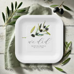 Minimal Olive Paper Plates Botanical Greenery<br><div class="desc">Add a rustic yet elegant touch to your wedding with these personalised paper plates, featuring a minimal botanical design. The olive paper plates showcase a simple watercolor greenery pattern in soft shades of green, perfect for minimalist weddings and elegant celebrations. The modern script typography displays "we did, " bringing a...</div>