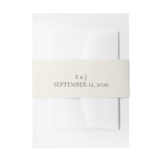 Minimal Olive Wedding Invitation Belly Band