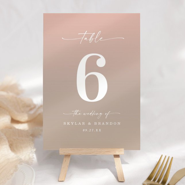 Minimal Ombre Sand Beige & Blush Pink Wedding Table Number (Creator Uploaded)