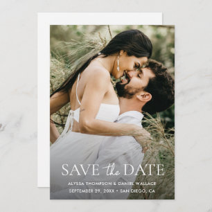 Minimal One Photo Modern QR code wedding website Save The Date