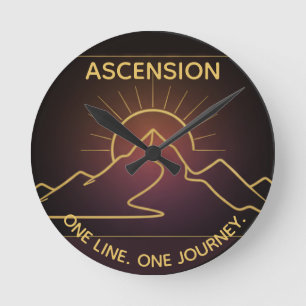 Minimal One-Stroke Mountain Ridge (NO NUMBERS) Round Clock