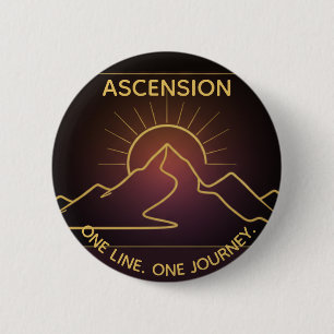Minimal One-Stroke Mountain Ridge   Sunrise Line 6 Cm Round Badge