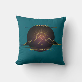 Minimal One-Stroke Mountain Ridge - Sunrise Line Cushion