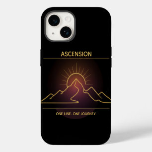 Minimal One-Stroke Mountain Ridge Sunrise Line iPhone 14 Case
