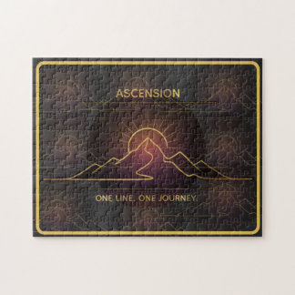 Minimal One-Stroke Mountain Ridge | Sunrise Line Jigsaw Puzzle