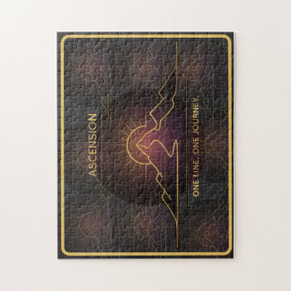 Minimal One-Stroke Mountain Ridge | Sunrise Line Jigsaw Puzzle