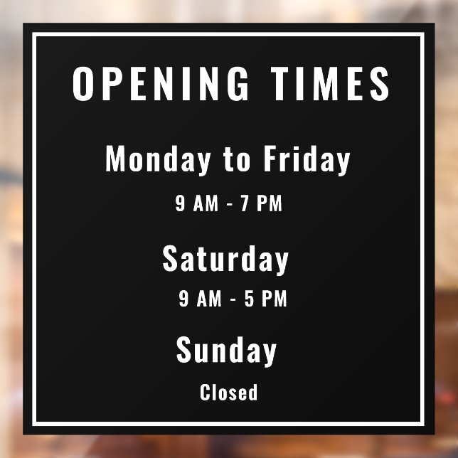 Minimal Opening Hours Black (Sheet 2)