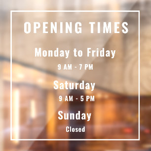 Minimal Opening Hours White