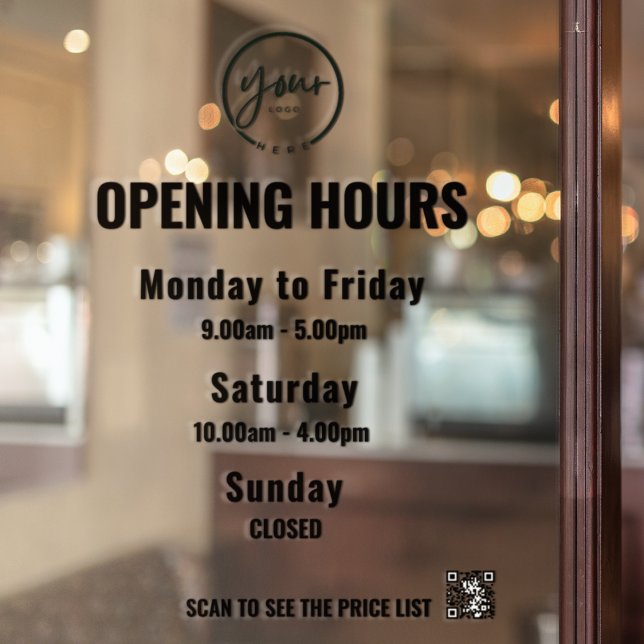 Minimal Opening Hours White  Window Cling (Creator Uploaded)