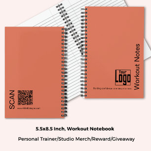 Minimal Orange Black Logo Motto Fitness Workout Notebook
