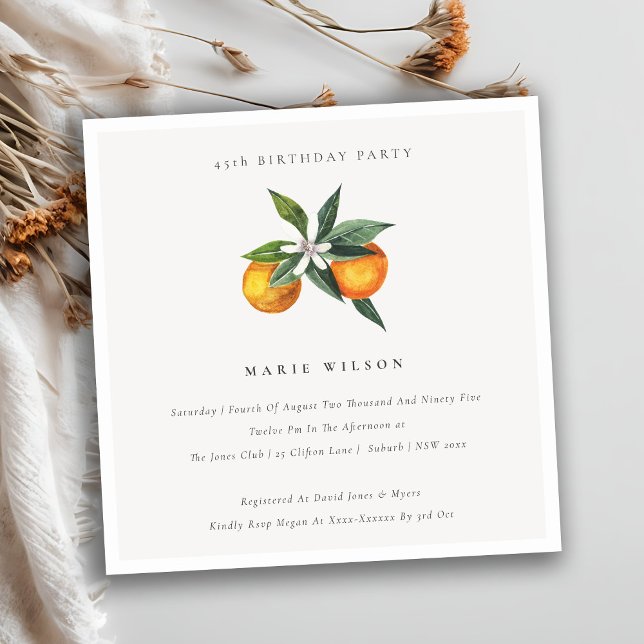 Minimal Orange Boho Fauna Any Age Birthday Invite (Creator Uploaded)