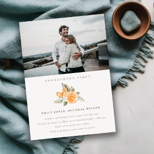 Minimal Orange Boho Fauna Photo Engagement Invite