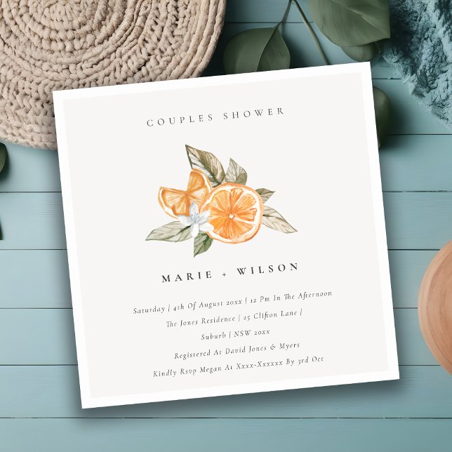 Minimal Orange Boho Foliage Couples Shower Invite (Creator Uploaded)