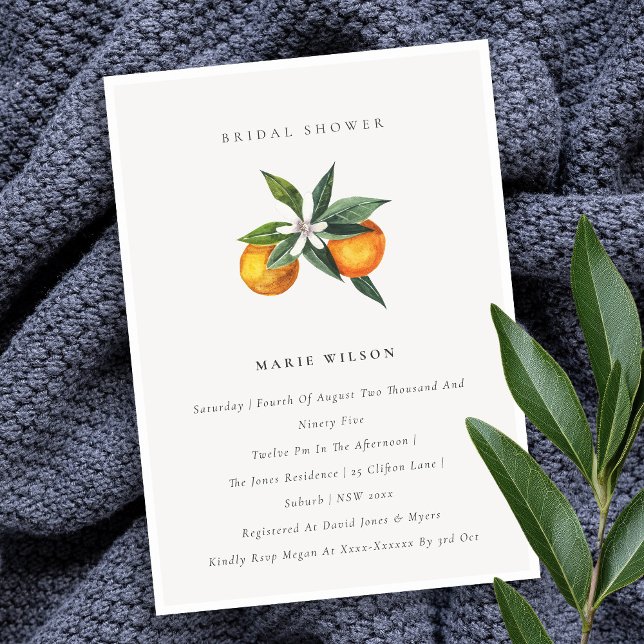 Minimal Orange Botanical Boho Bridal Shower Invite (Creator Uploaded)