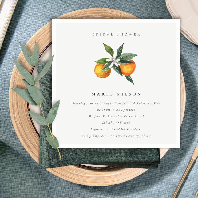 Minimal Orange Botanical Boho Bridal Shower Invite (Creator Uploaded)